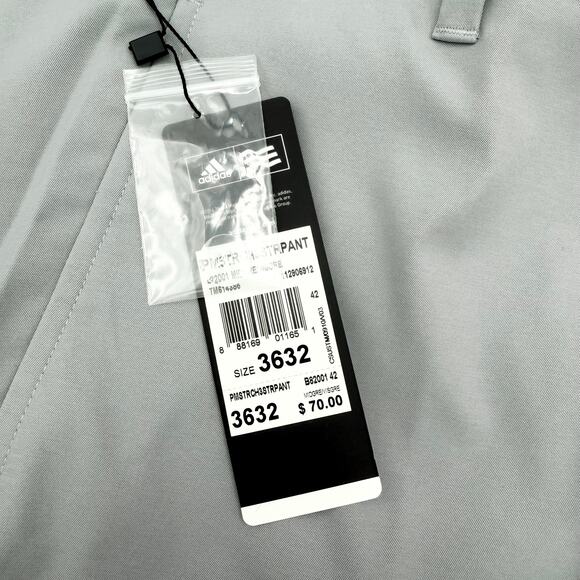 Adidas Men’s Golf Pants 36x32 Gray Stretch Flat Front NWT - Picture 8 of 8